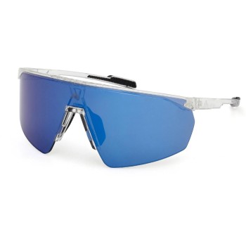 Adidas Sportbrille SP0075, Frame crystal, Erwachsen, Lens blue mirror