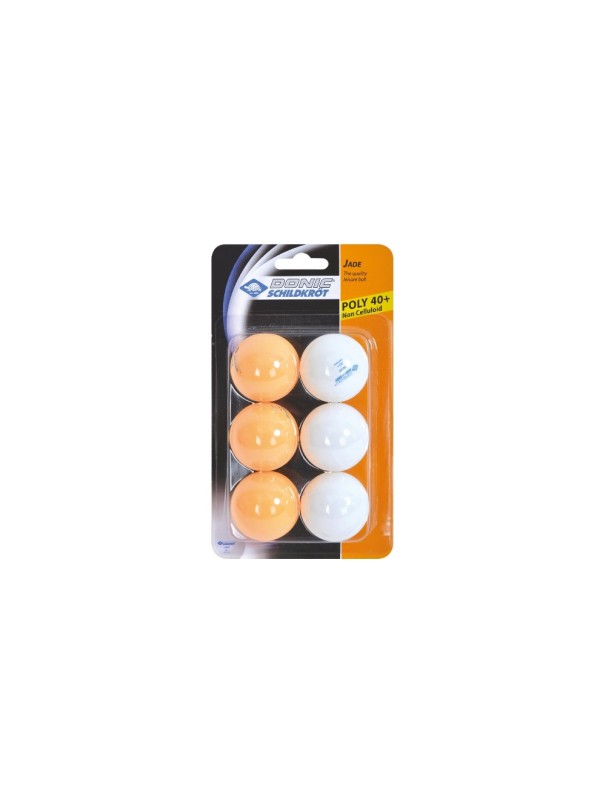 DONIC Schildkröt Jade balle de ping-pong Poly 40+, 6 pièces., blanc-orange