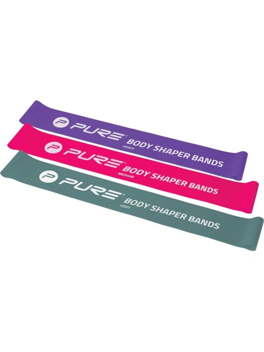 FTM Bande élastique de musculation Lot de 3, léger à fort, violet/rose/gris