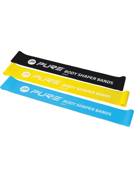FTM Bande élastique de musculation Lot de 3, léger à fort, bleu/jaune/noir