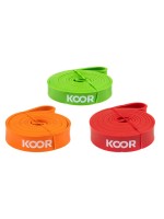 KOOR Fitnessband grün, orange, rot Kit, mittel bis extra stark