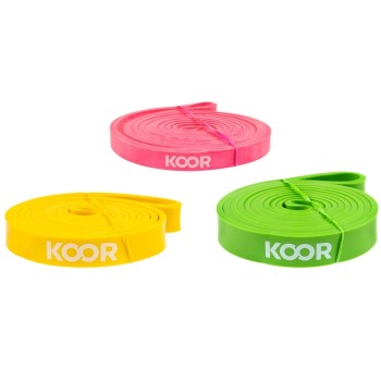 KOOR Fitnessband pink, gelb, grün Kit, leicht bis mittel