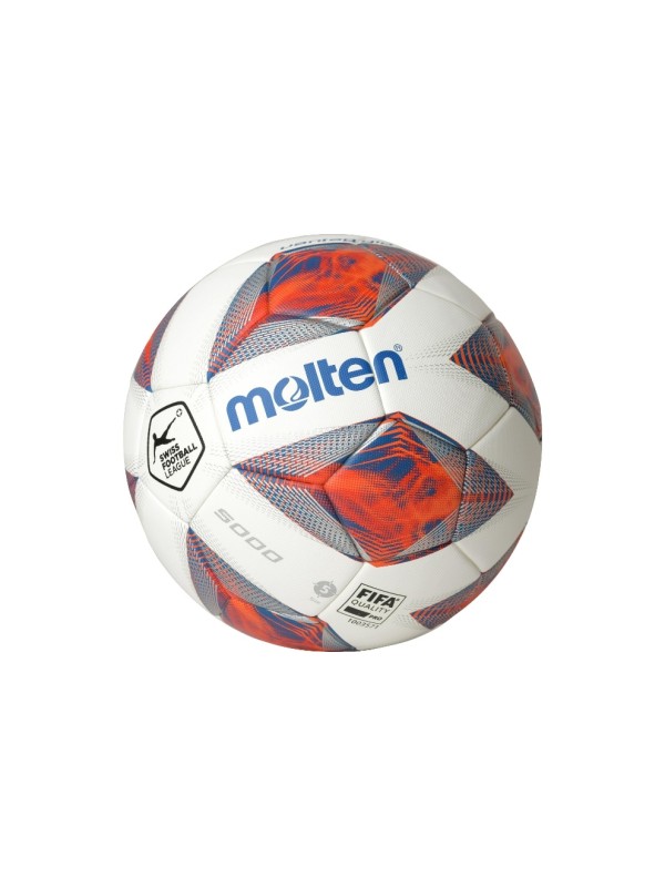 Molten Swiss Football League OFFICIAL BALL (F5A5000-SF), 5, bleu / Orange / blanc