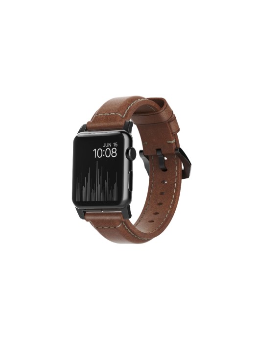 Nomad Bracelet en cuir Traditional Strap Montre Pomme Marron/Noir