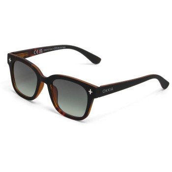 OKKIA Lunettes de soleil Giovanni Noir Havane, Lentille verte