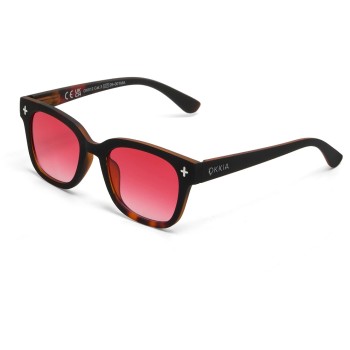 OKKIA Lunettes de soleil Giovanni Noir Havane, Lentille rouge