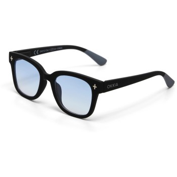 OKKIA Lunettes de soleil Giovanni noir, lentille bleue