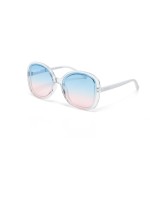 OKKIA Lunettes de soleil Anna Transparent Clear, Lentille bleue rose
