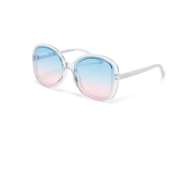 OKKIA Lunettes de soleil Anna Transparent Clear, Lentille bleue rose