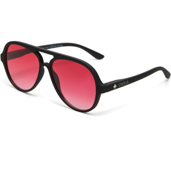OKKIA Lunettes de soleil Alessio noir, lentille rouge