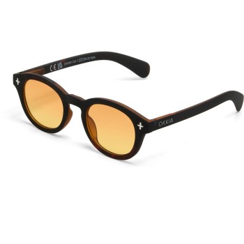 OKKIA Lunettes de soleil Milano Noir Havane, Lentille jaune
