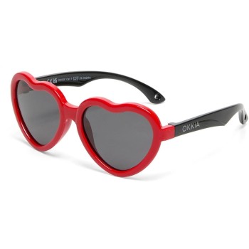 OKKIA Lunettes de soleil pour enfants Heart 6-10 ans Noir, Rouge