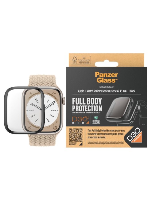 Panzerglass Corps intégral Apple Watch 2023 Series 9 45 mm Tansparent